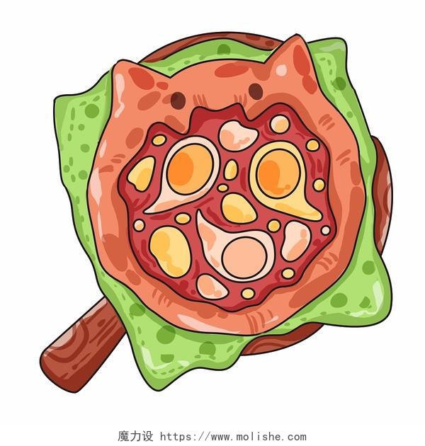 卡通食物动物主题披萨素材插画png